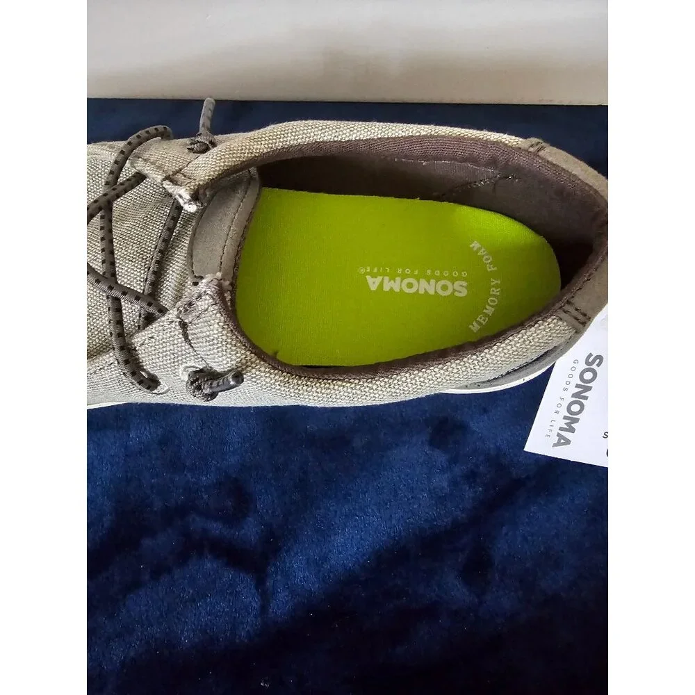Sonoma Mens Gray Canvas Slip-On Shoes Size 6 With Memory Foam For Comfort‎